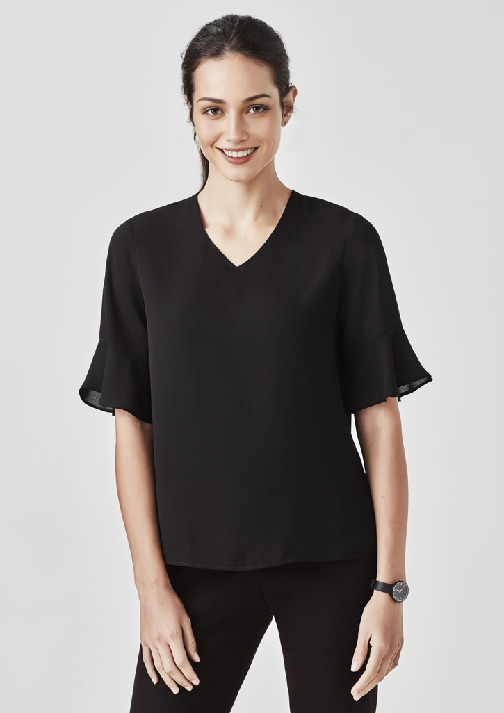 Womens Aria Fluted Sleeve Blouse 3 Womens Aria Fluted Sleeve Blouse