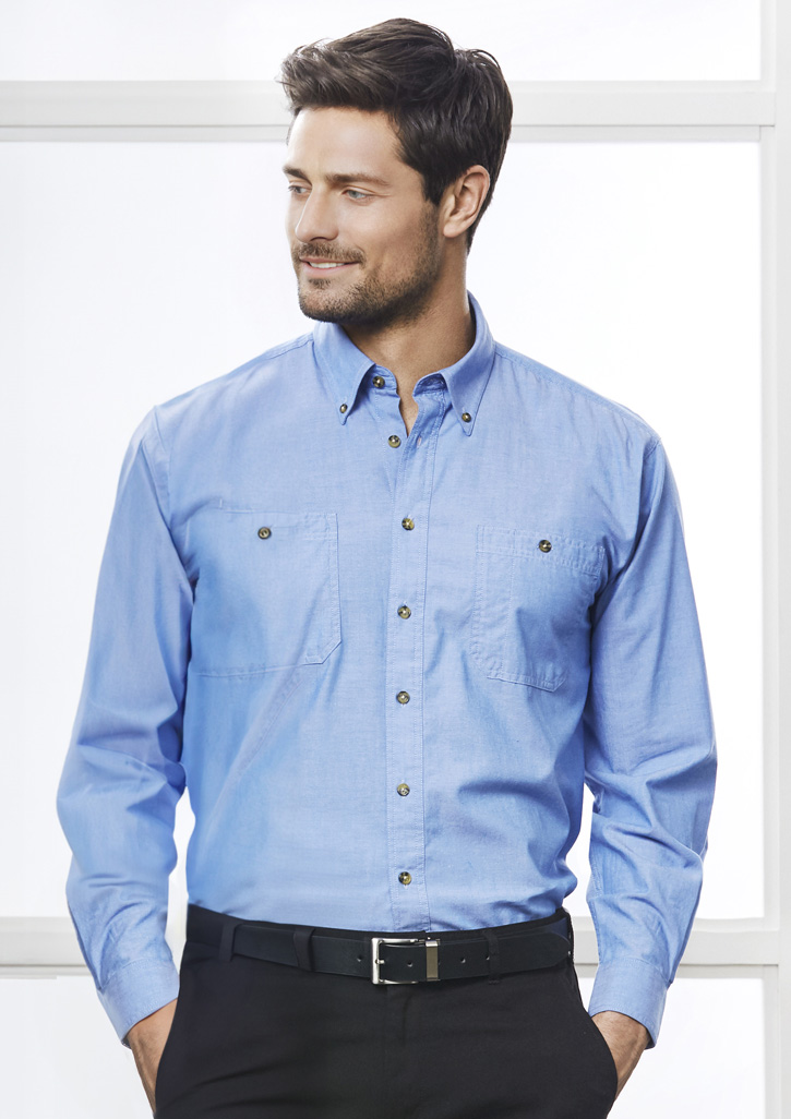 Mens Chambray Long Sleeve Shirt 3 Mens Chambray Long Sleeve Shirt