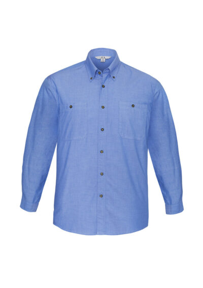 Mens Chambray Long Sleeve Shirt 6 Mens Chambray Long Sleeve Shirt - Image 2