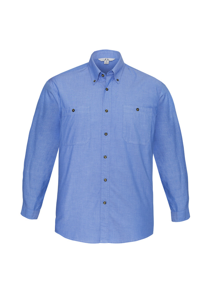 Mens Chambray Long Sleeve Shirt 4 Mens Chambray Long Sleeve Shirt - Image 2
