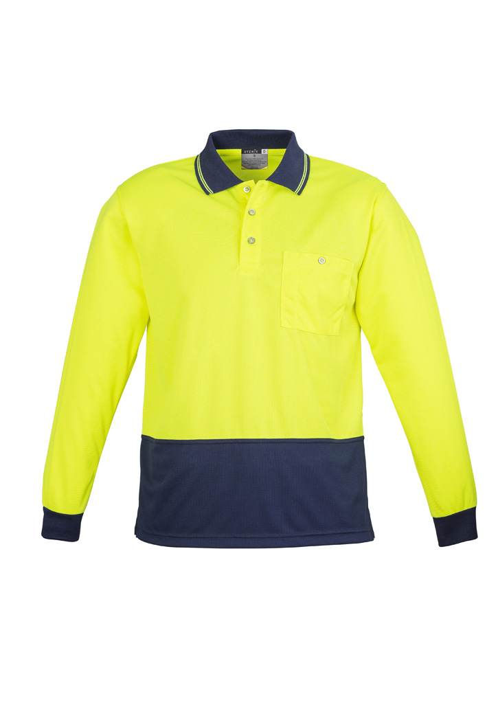 Unisex Hi Vis Basic Long Sleeve Polo 14 Unisex Hi Vis Basic Long Sleeve Polo - Image 12