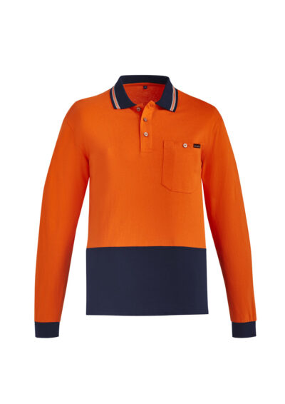 Mens Hi Vis Cotton Long Sleeve Polo 8 Mens Hi Vis Cotton Long Sleeve Polo - Image 3