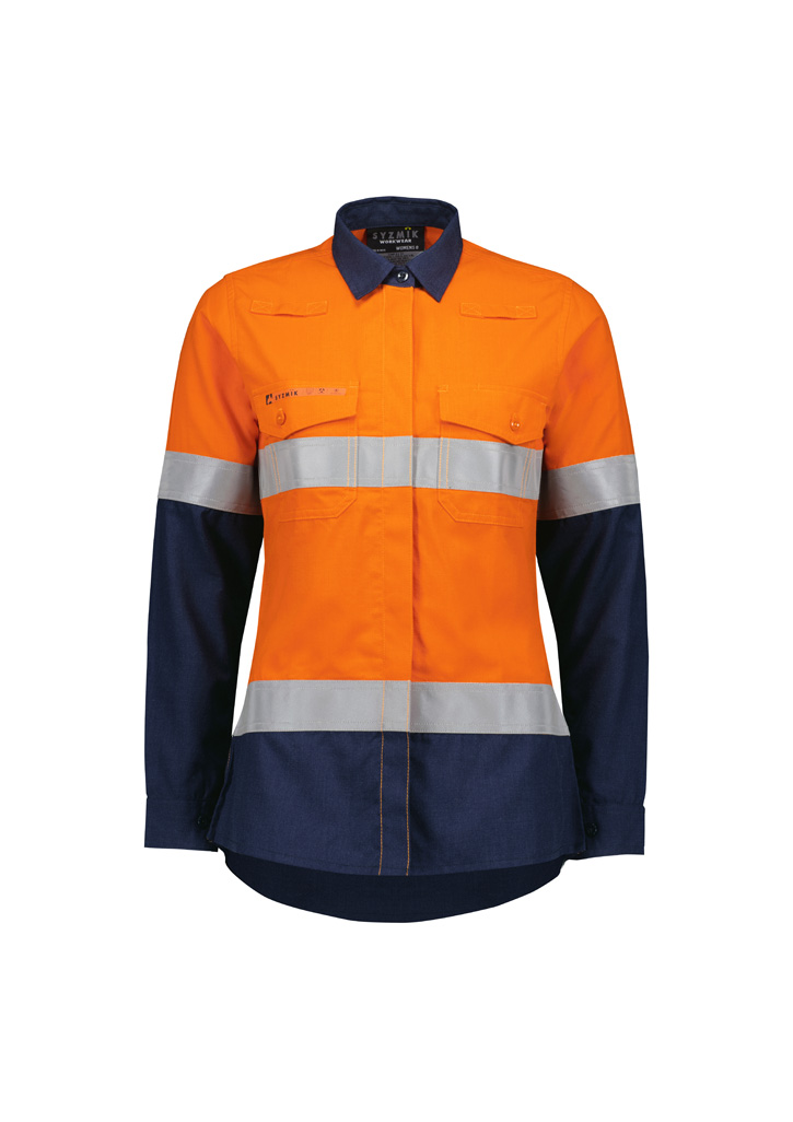 Womens Orange Flame Lightweight Ripstop Taped Shirt 3 Womens Orange Flame Lightweight Ripstop Taped Shirt