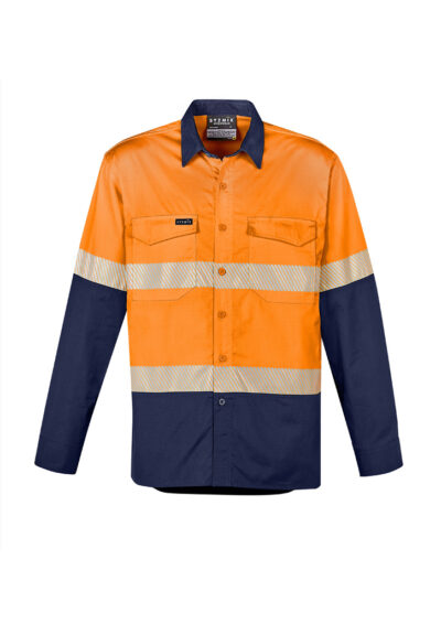 Mens Rugged Cooling Hi Vis Segmented Tape Long Sleeve Shirt - Image 8