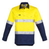 Mens Closed Front Long Sleeve Shirt - Hoop Taped 2 ZW550 bProduct Yellow Navy 01 6gg6zLH 11