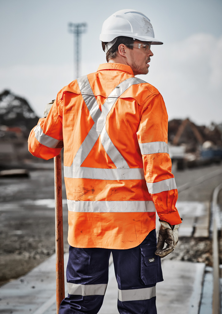 Mens Hi Vis X Back Taped Long Sleeve Shirt 3 Mens Hi Vis X Back Taped Long Sleeve Shirt