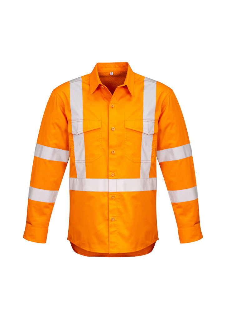 Mens Hi Vis X Back Taped Long Sleeve Shirt 6 Mens Hi Vis X Back Taped Long Sleeve Shirt - Image 4