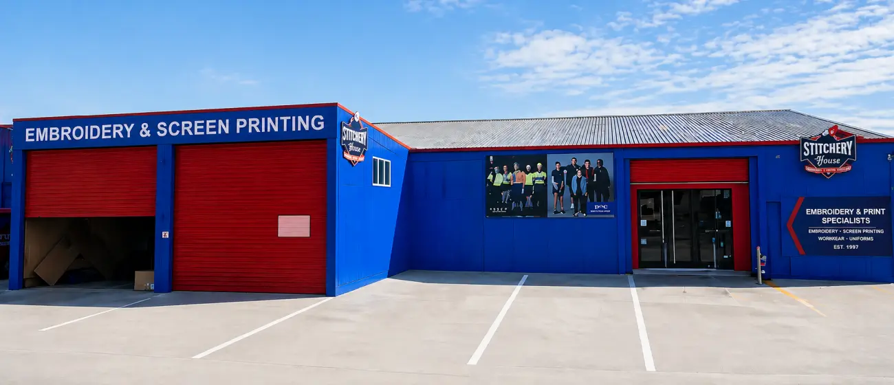 Home 1 Stitchery House embroidery and screen printing showroom in Hastings New Zealand providing embroidery, workwear, uniforms and custom printing